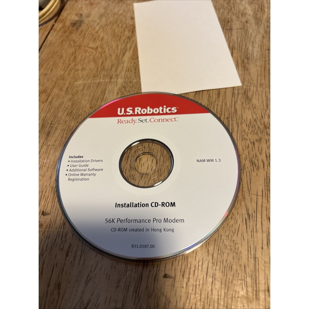 U.S Robotics Ready.set.connect Installation CD-Rom 56k V.92Faxmodem Pci Software